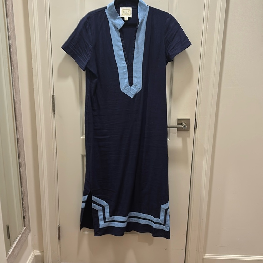 Sail to Sable dress maxi, stunning blue on blue